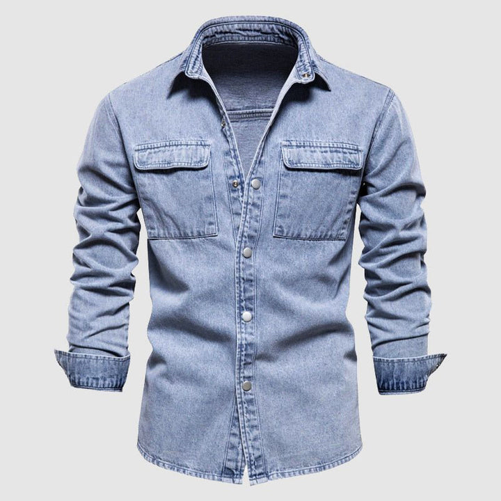 Camisa da uomo moderna con bolsillos pratici al collo