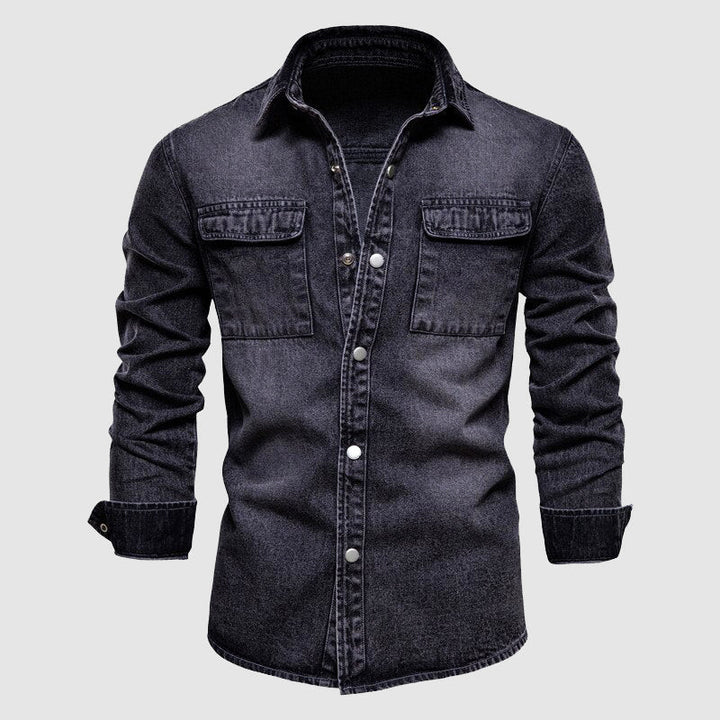 Camisa da uomo moderna con bolsillos pratici al collo