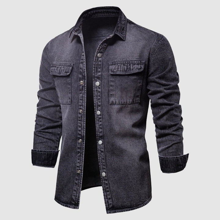 Camisa da uomo moderna con bolsillos pratici al collo