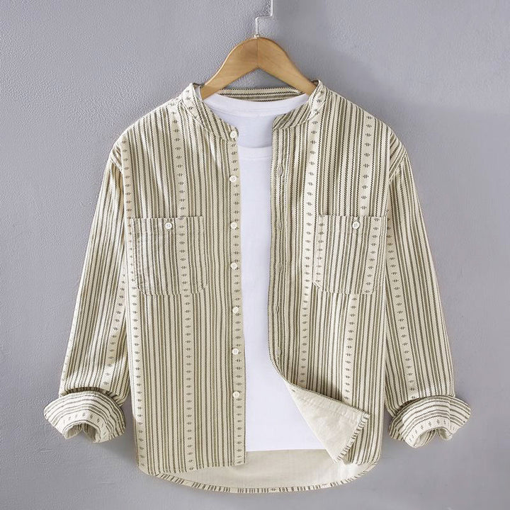 Elegante camicia da uomo a manica lunga con raffinato stile retrò a righe