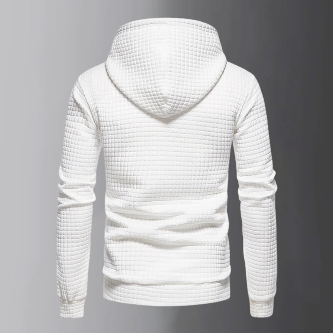 Set di eleganti felpe con cappuccio con coulisse regolabile e comodi pantaloni assorti da uomo