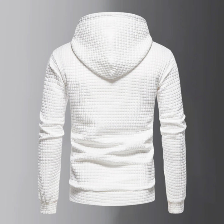 Set di eleganti felpe con cappuccio con coulisse regolabile e comodi pantaloni assorti da uomo