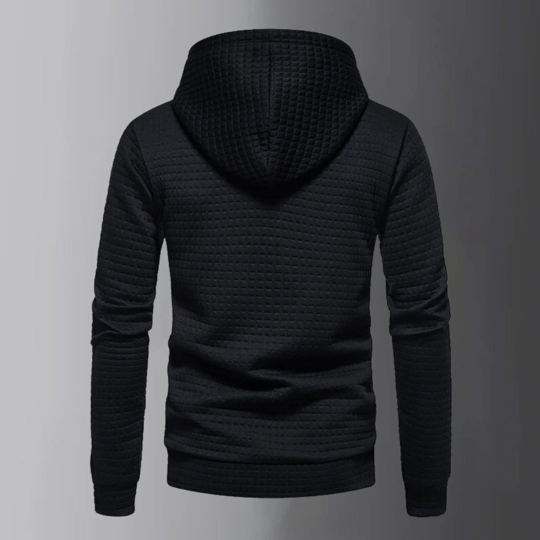 Set di eleganti felpe con cappuccio con coulisse regolabile e comodi pantaloni assorti da uomo