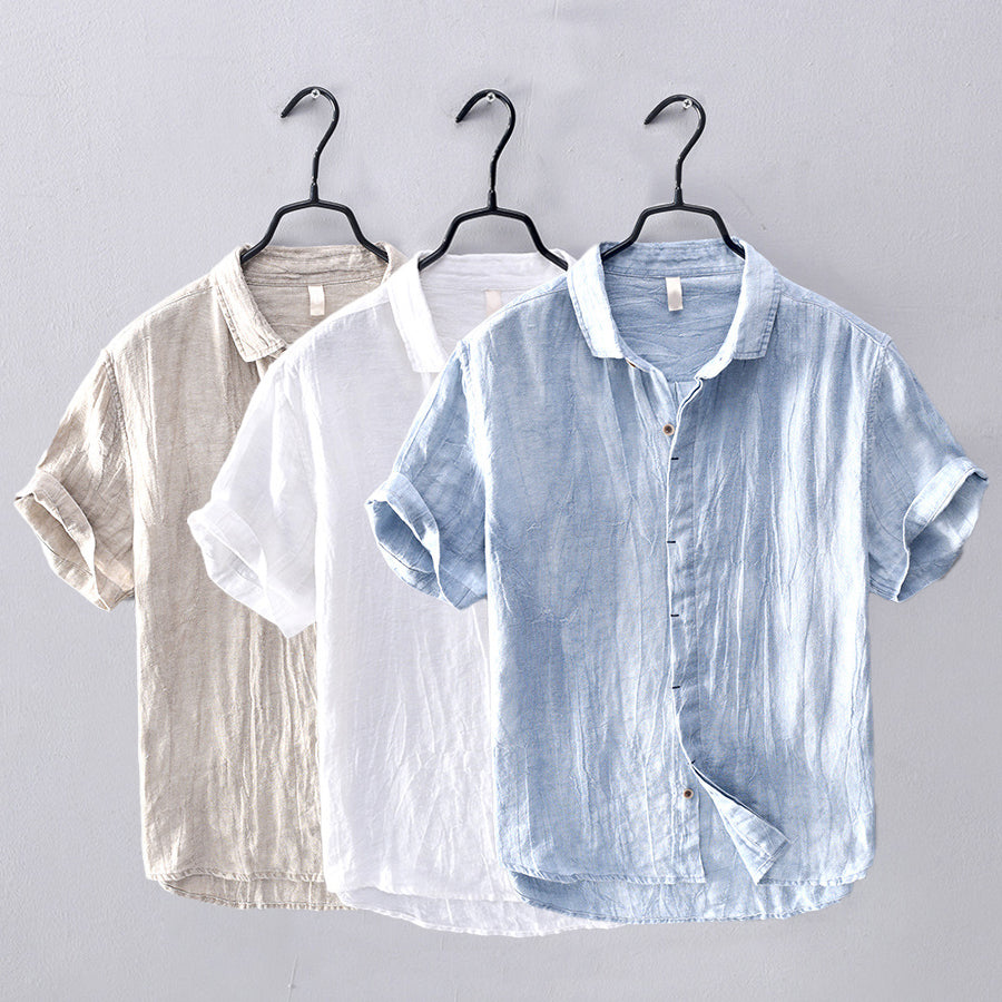 Camisa da uomo - Leggera, traspirante e dall'aspetto casual con manico corto e bottoni