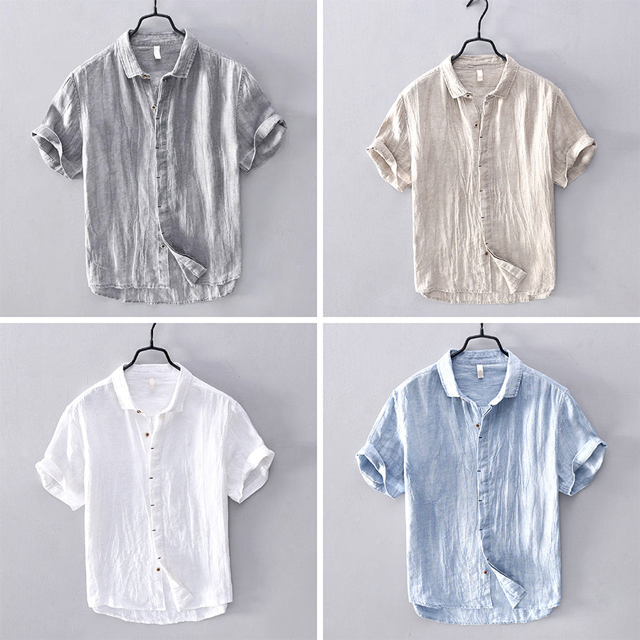 Camisa da uomo - Leggera, traspirante e dall'aspetto casual con manico corto e bottoni