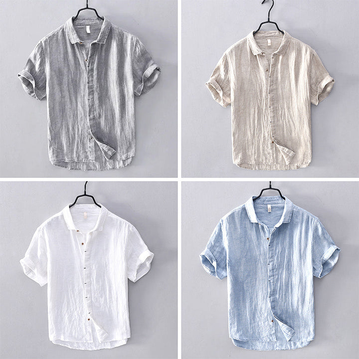Camisa da uomo - Leggera, traspirante e dall'aspetto casual con manico corto e bottoni