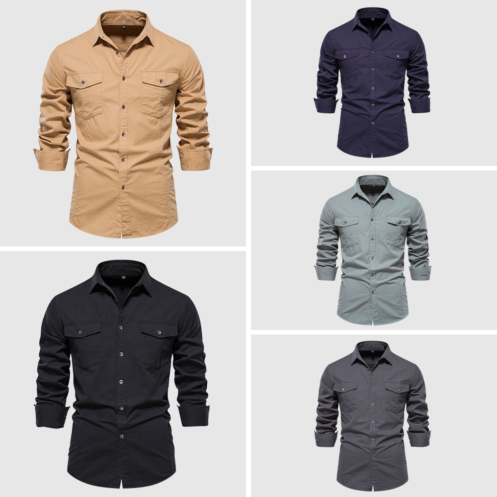 Camicia da uomo slim fit con eleganti polsini lunghi