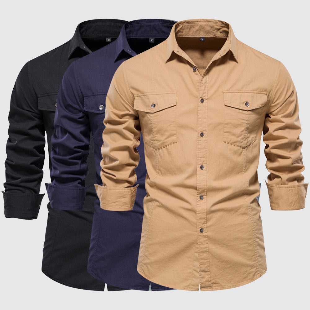 Camicia da uomo slim fit con eleganti polsini lunghi