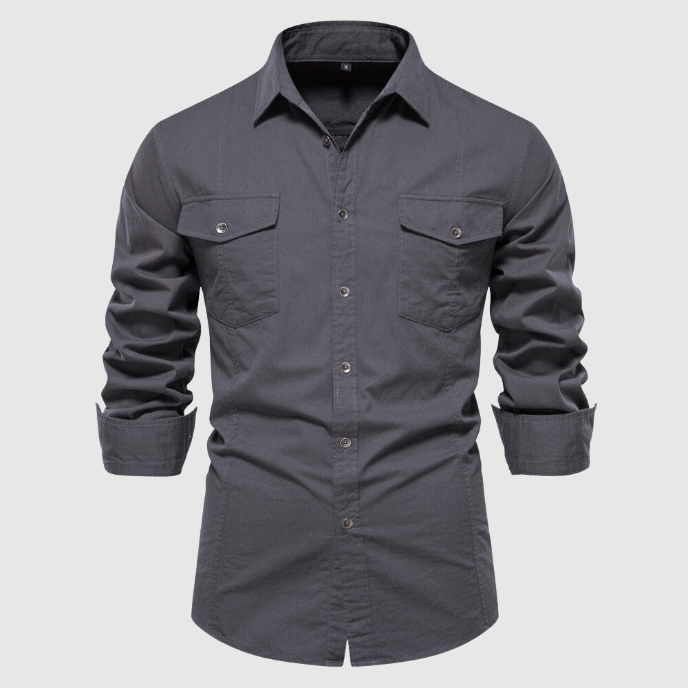 Camicia da uomo slim fit con eleganti polsini lunghi