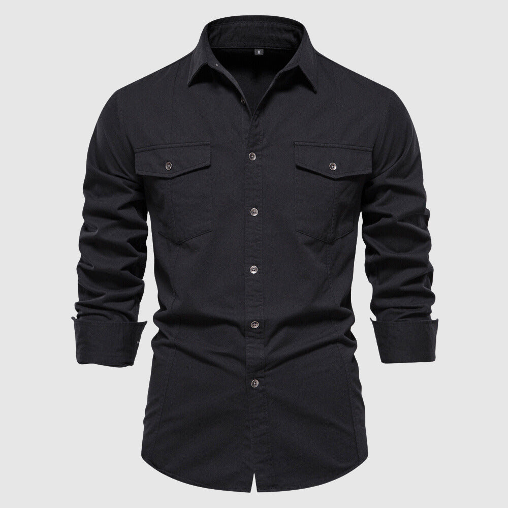 Camicia da uomo slim fit con eleganti polsini lunghi