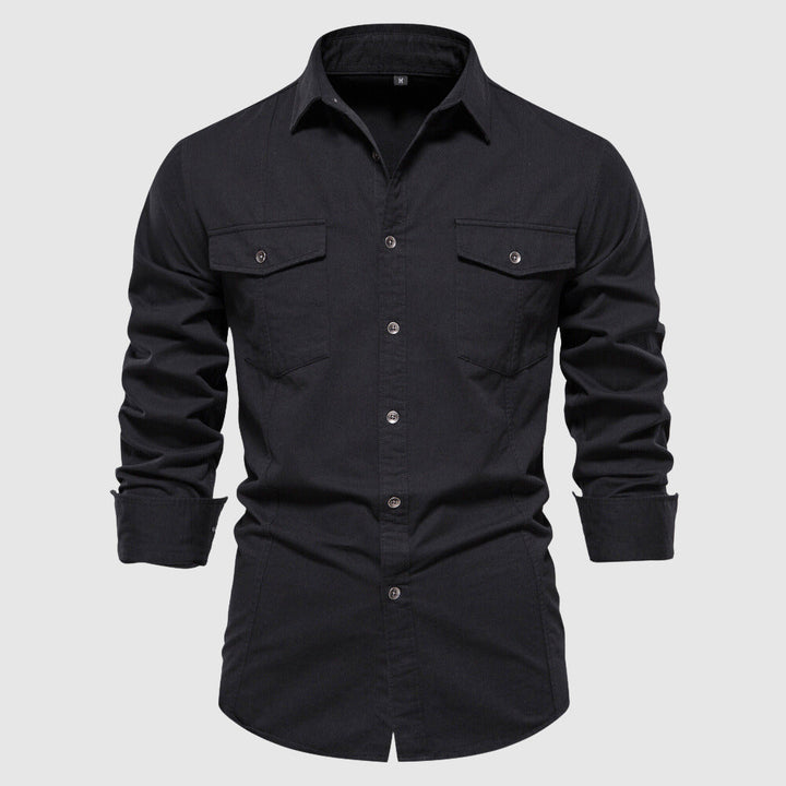 Camicia da uomo slim fit con eleganti polsini lunghi