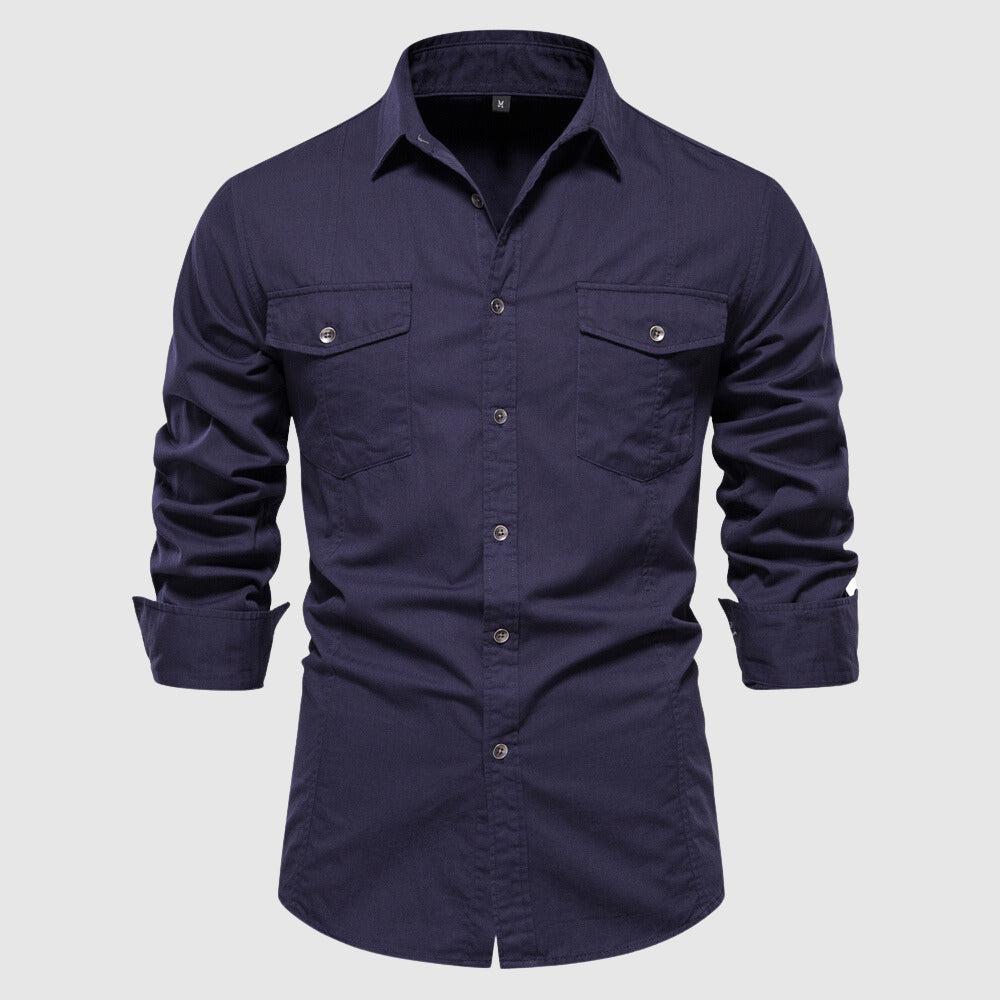 Camicia da uomo slim fit con eleganti polsini lunghi