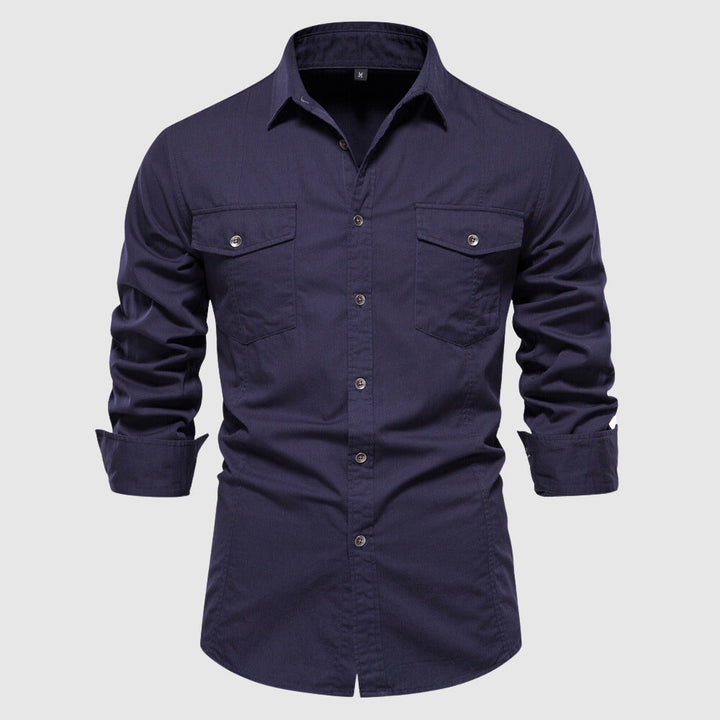Camicia da uomo slim fit con eleganti polsini lunghi
