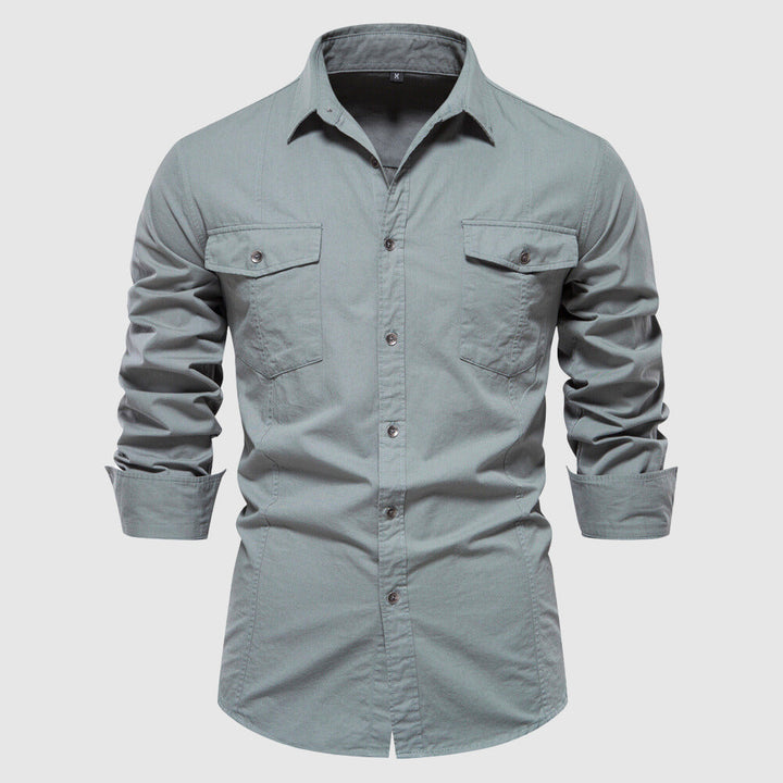 Camicia da uomo slim fit con eleganti polsini lunghi