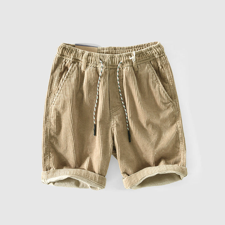 Pantaloni corti in velluto a coste per uomo - Leggeri, traspiranti e comodi con vita elastica e orlo arrotolato, perfetti per uno stile casual e alla moda