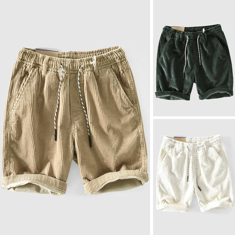 Pantaloni corti in velluto a coste per uomo - Leggeri, traspiranti e comodi con vita elastica e orlo arrotolato, perfetti per uno stile casual e alla moda