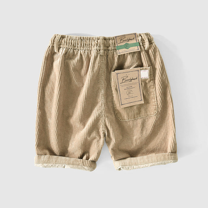 Pantaloni corti in velluto a coste per uomo - Leggeri, traspiranti e comodi con vita elastica e orlo arrotolato, perfetti per uno stile casual e alla moda