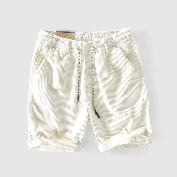 Pantaloni corti in velluto a coste per uomo - Leggeri, traspiranti e comodi con vita elastica e orlo arrotolato, perfetti per uno stile casual e alla moda