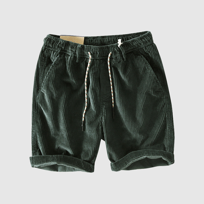 Pantaloni corti in velluto a coste per uomo - Leggeri, traspiranti e comodi con vita elastica e orlo arrotolato, perfetti per uno stile casual e alla moda