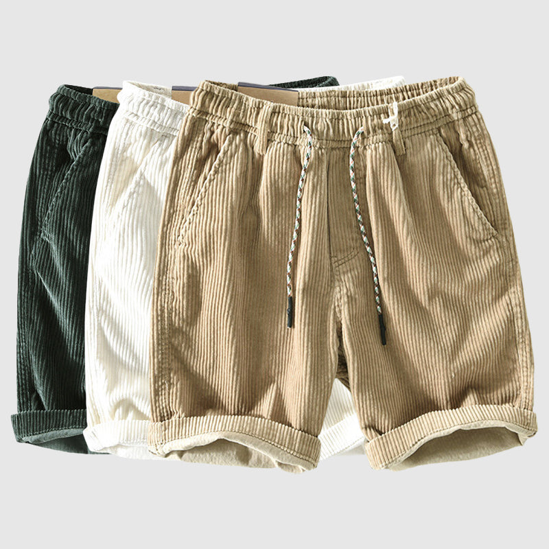 Pantaloni corti in velluto a coste per uomo - Leggeri, traspiranti e comodi con vita elastica e orlo arrotolato, perfetti per uno stile casual e alla moda