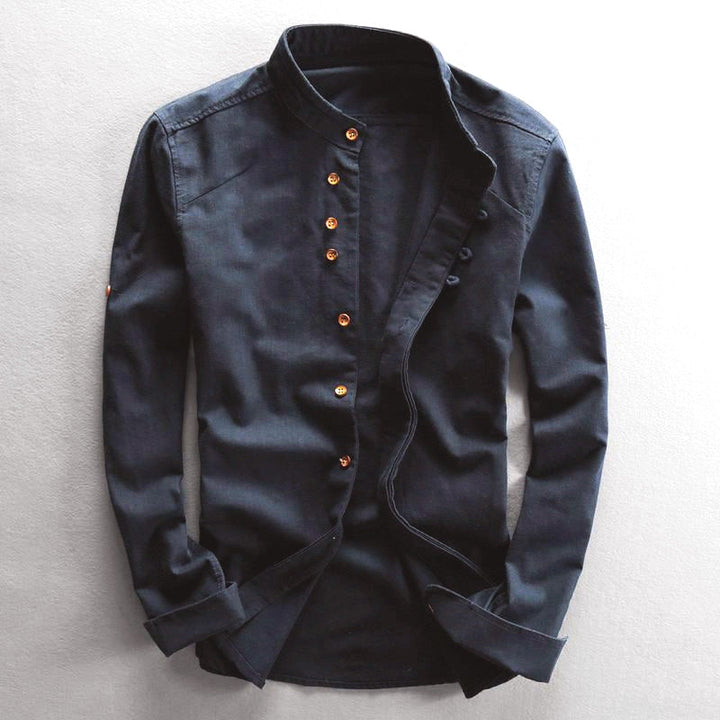 Elegante camicia button-down da uomo in un intenso color mandarino - vestibilità slim con eleganti polsini lunghi per uno stile chic e casual