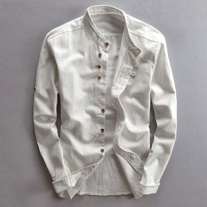 Elegante camicia button-down da uomo in un intenso color mandarino - vestibilità slim con eleganti polsini lunghi per uno stile chic e casual