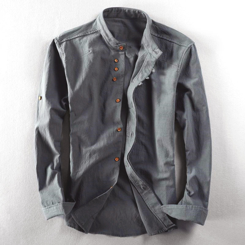 Elegante camicia button-down da uomo in un intenso color mandarino - vestibilità slim con eleganti polsini lunghi per uno stile chic e casual