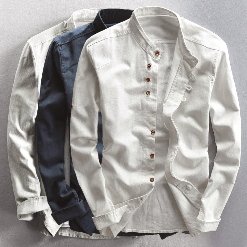 Elegante camicia button-down da uomo in un intenso color mandarino - vestibilità slim con eleganti polsini lunghi per uno stile chic e casual