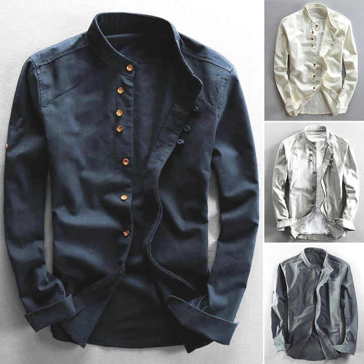 Elegante camicia button-down da uomo in un intenso color mandarino - vestibilità slim con eleganti polsini lunghi per uno stile chic e casual