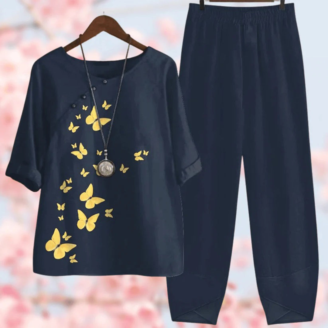 Elora - Stilvolles Vintage-Blumenmuster Zweiteiliger Set per un look elegante