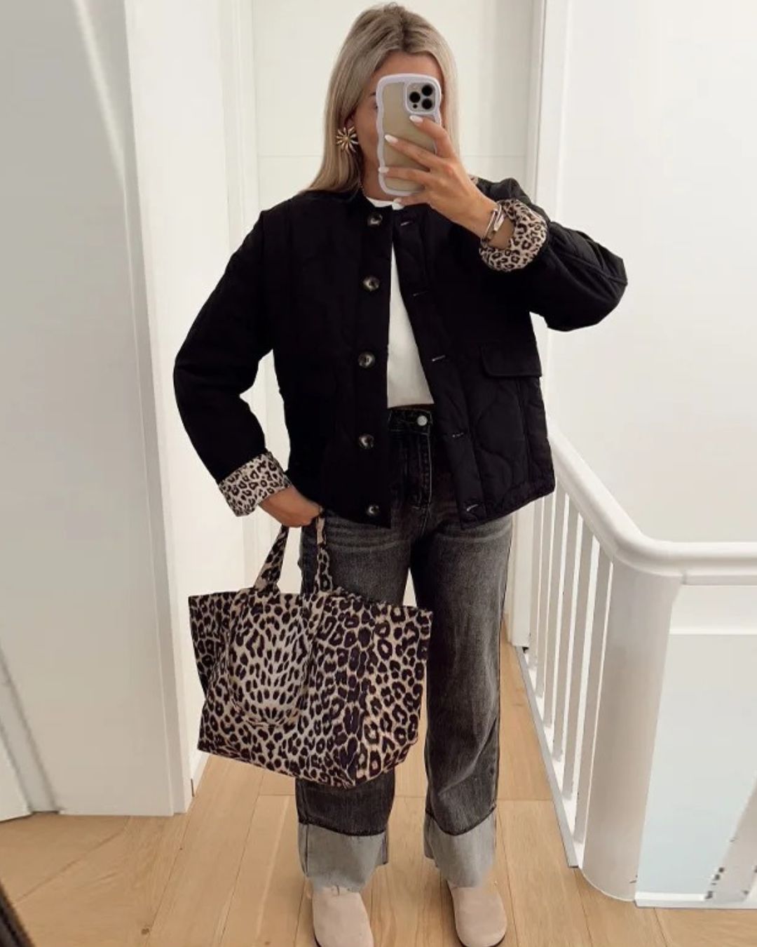 Elegante giacca Noémie™ con fodera in pantera alla moda