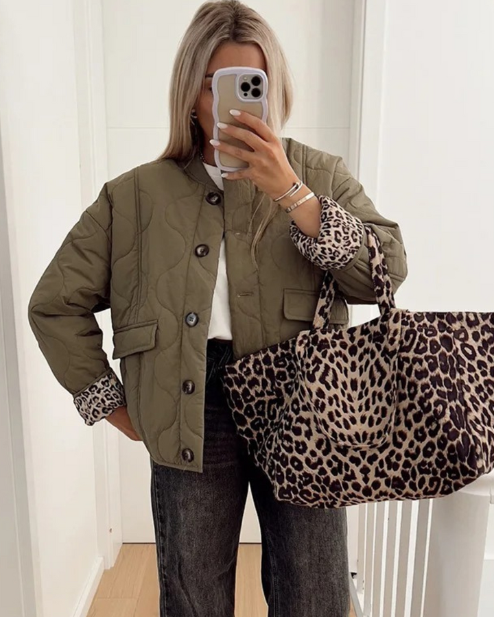 Elegante giacca Noémie™ con fodera in pantera alla moda