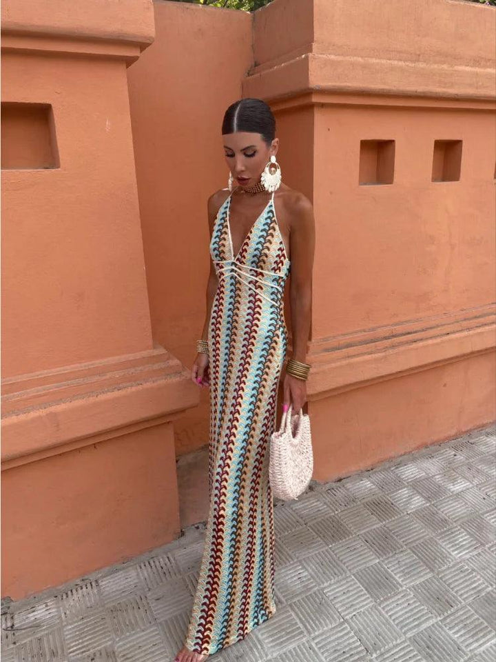 Elegante vestaglia da donna con elegante scollatura a V, senza polsini e colletto classico