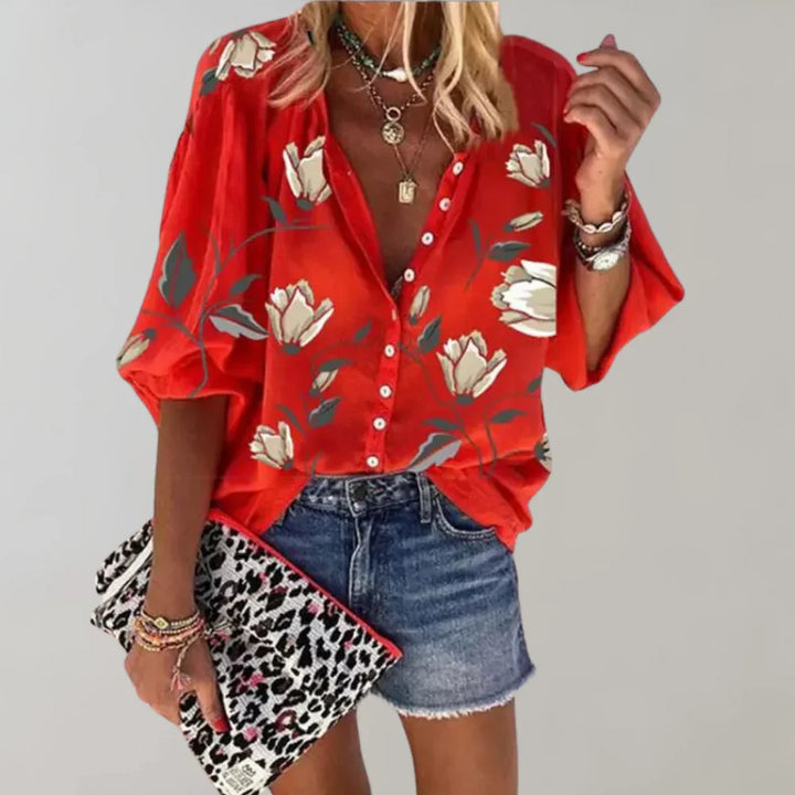 Elara - Camicetta estiva leggera con motivo floreale per un look fresco e di tendenza