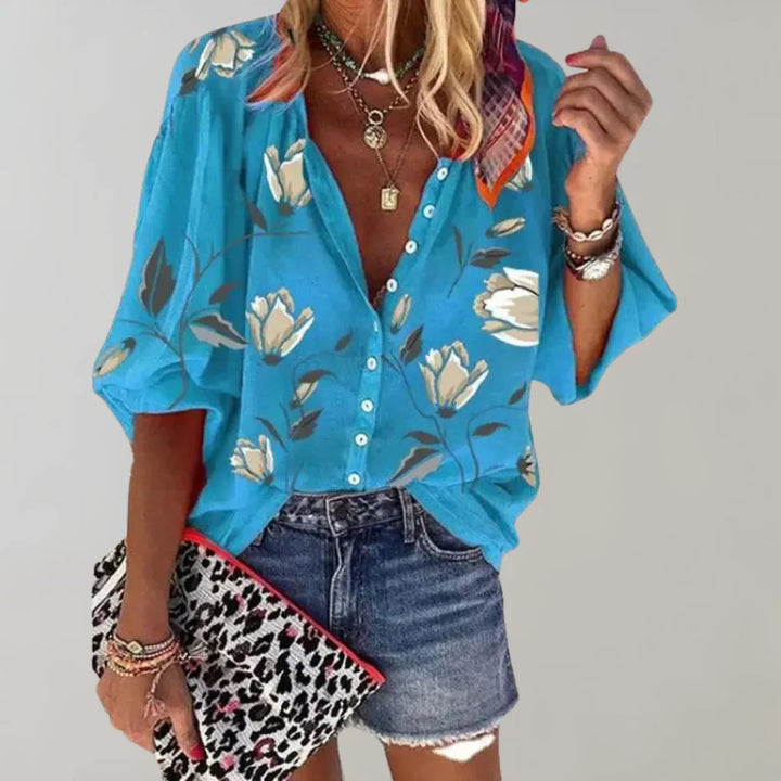 Elara - Camicetta estiva leggera con motivo floreale per un look fresco e di tendenza
