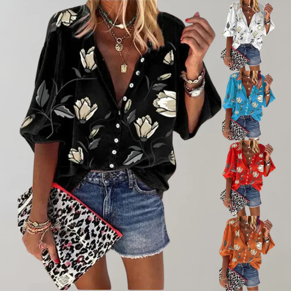 Elara - Camicetta estiva leggera con motivo floreale per un look fresco e di tendenza