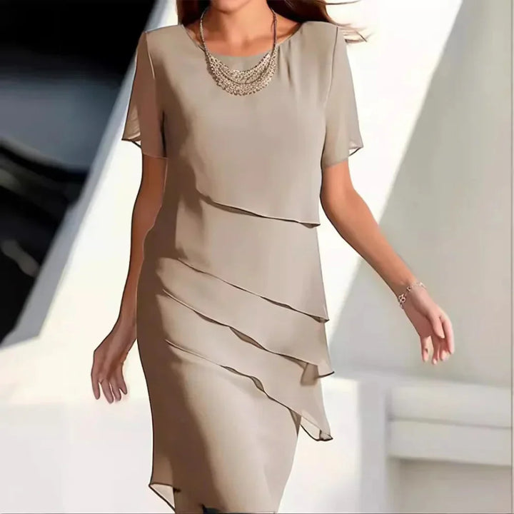 Abito midi di lusso in chiffon da donna - una scelta elegante e raffinata per le occasioni speciali