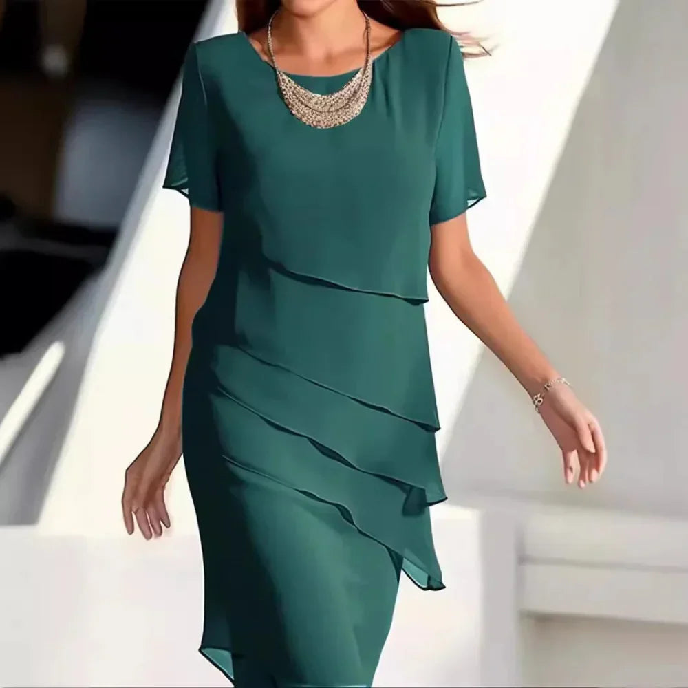 Abito midi di lusso in chiffon da donna - una scelta elegante e raffinata per le occasioni speciali