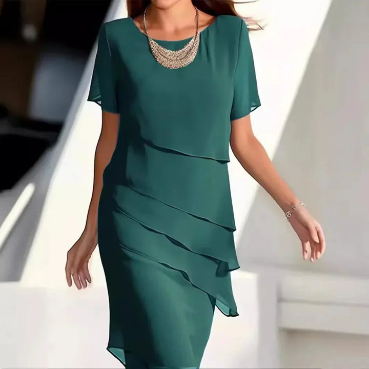 Abito midi di lusso in chiffon da donna - una scelta elegante e raffinata per le occasioni speciali