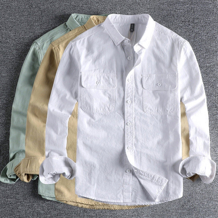 Camisa da lavoro a manga lunga per uomo in elegante colore sólido