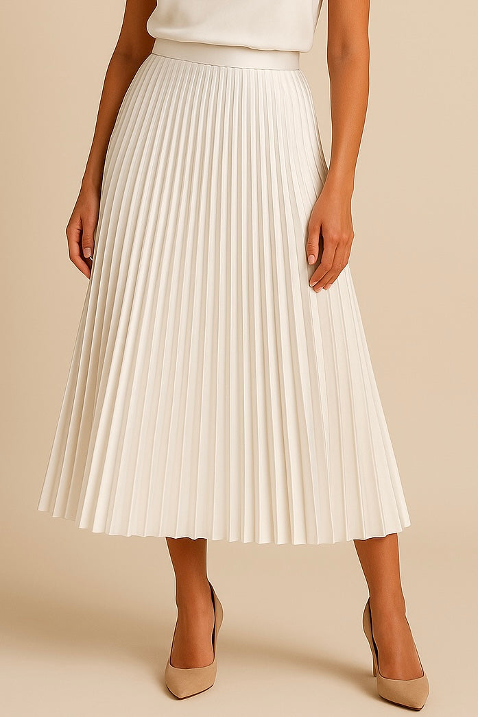 Elva - Elegante gonna a vita alta in raso plissettato per un look lussuoso e sofisticato
