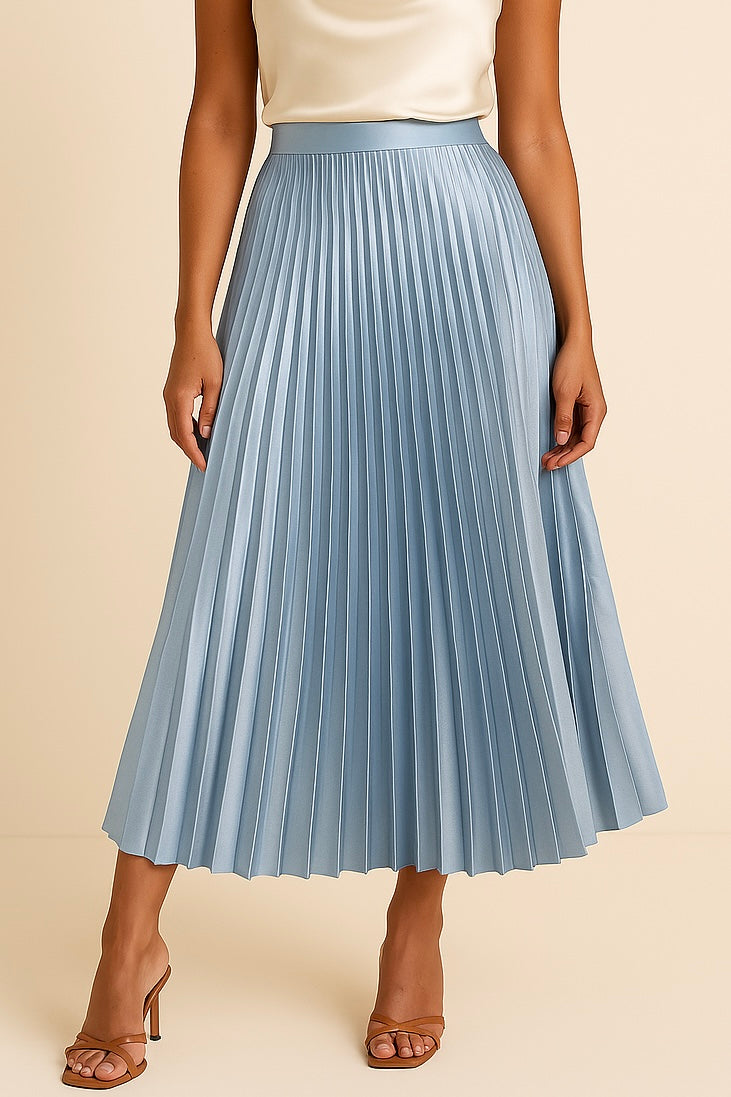 Elva - Elegante gonna a vita alta in raso plissettato per un look lussuoso e sofisticato