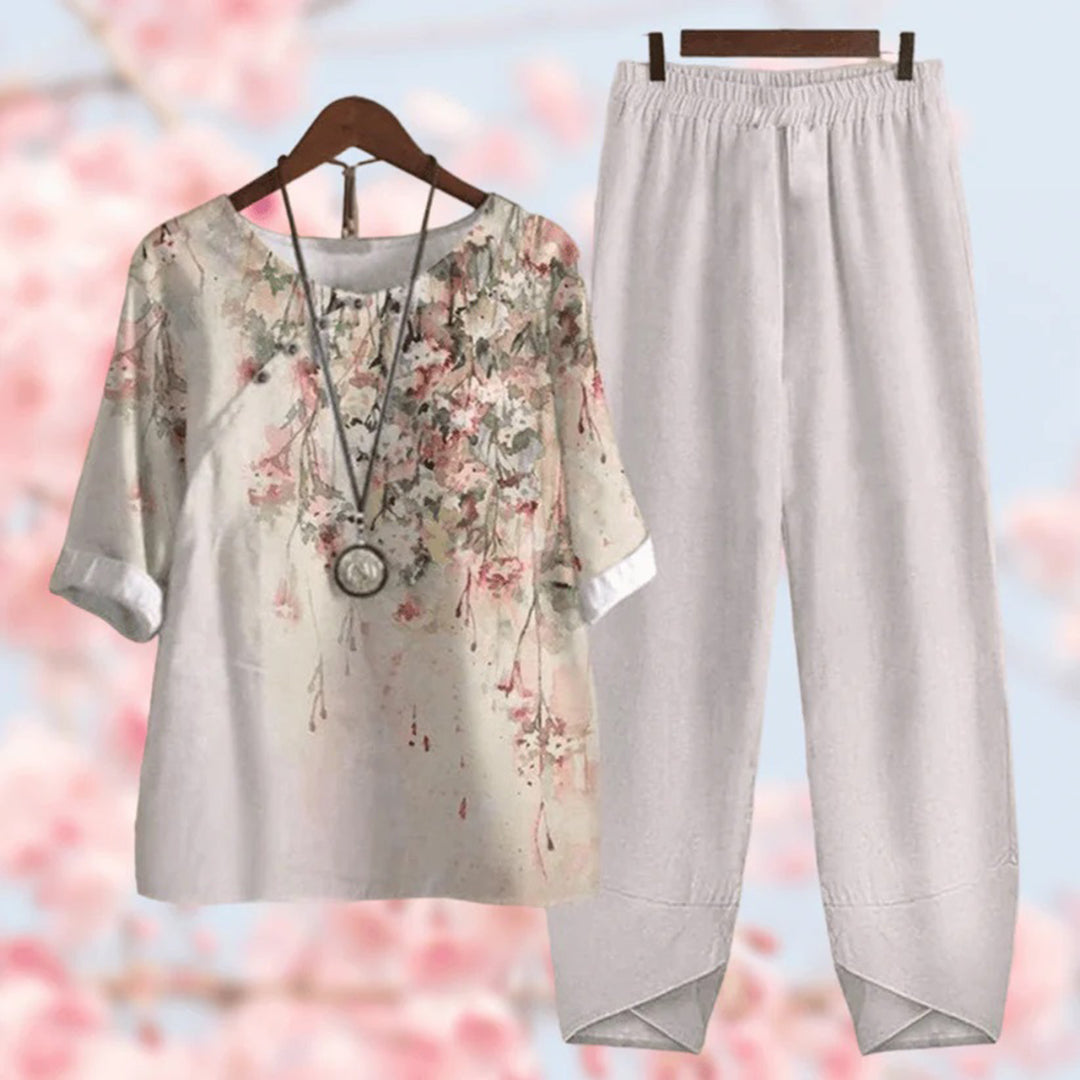 Elora - Stilvolles Vintage-Blumenmuster Zweiteiliger Set per un look elegante