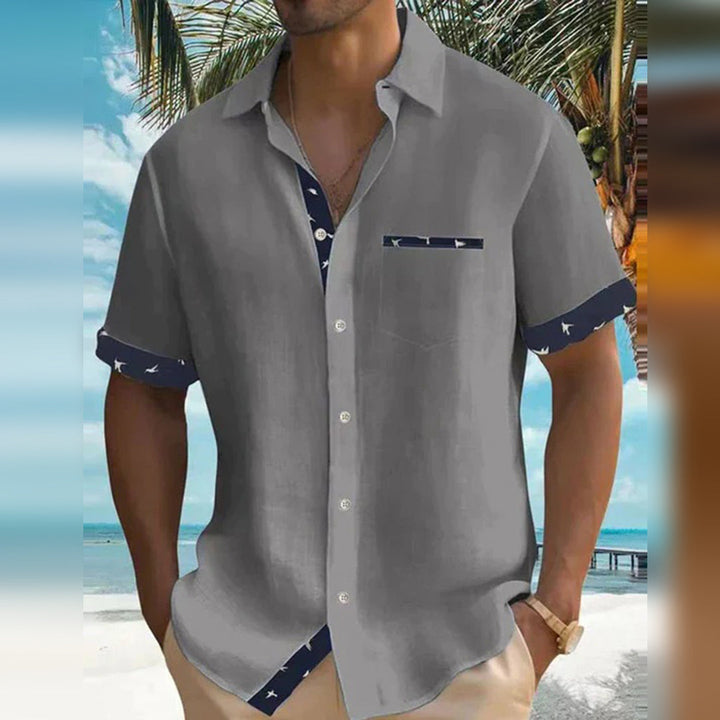 Elegante camicia da uomo con bottoni e polsini all'esterno - Tessuto confortevole e traspirante