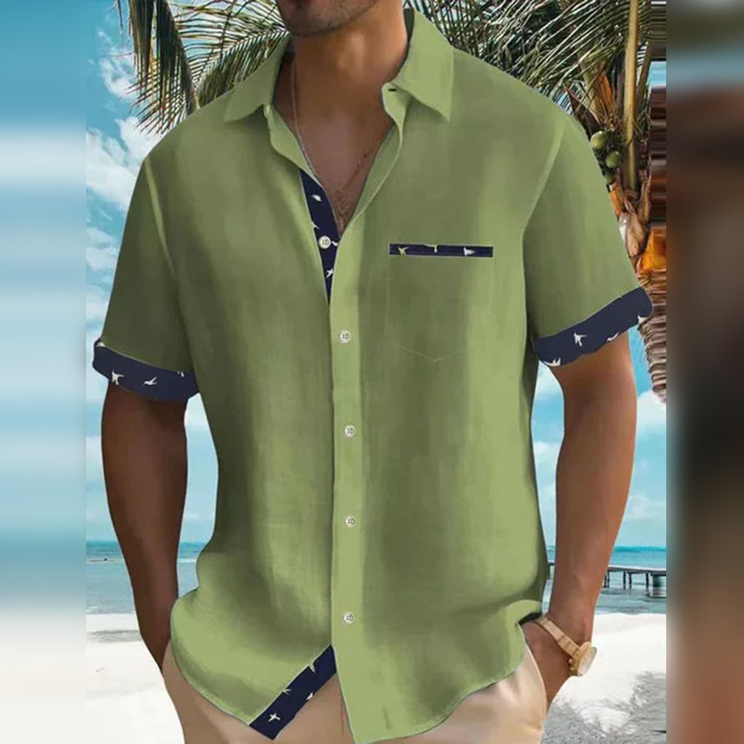 Elegante camicia da uomo con bottoni e polsini all'esterno - Tessuto confortevole e traspirante