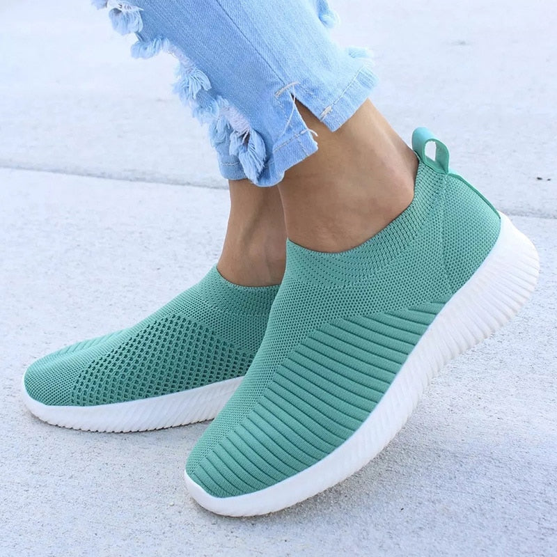 Scarpe da ginnastica slip-on da donna con tomaia in maglia traspirante - comfort per tutto il giorno