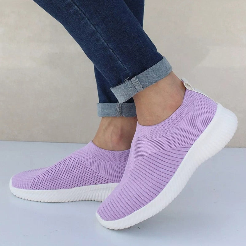 Scarpe da ginnastica slip-on da donna con tomaia in maglia traspirante - comfort per tutto il giorno