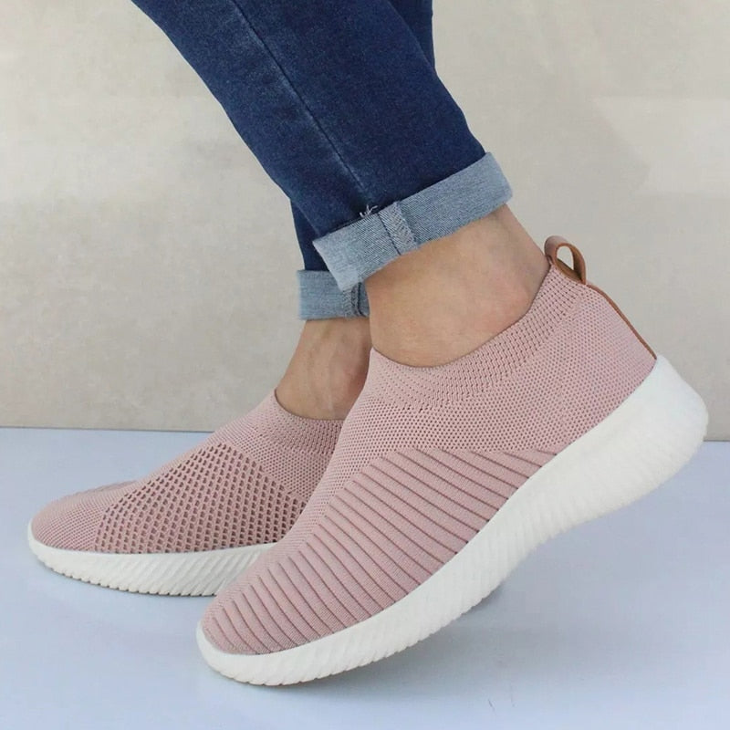 Scarpe da ginnastica slip-on da donna con tomaia in maglia traspirante - comfort per tutto il giorno