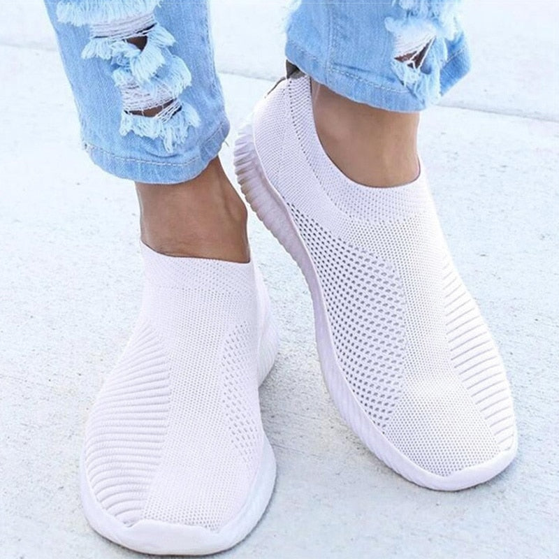 Scarpe da ginnastica slip-on da donna con tomaia in maglia traspirante - comfort per tutto il giorno