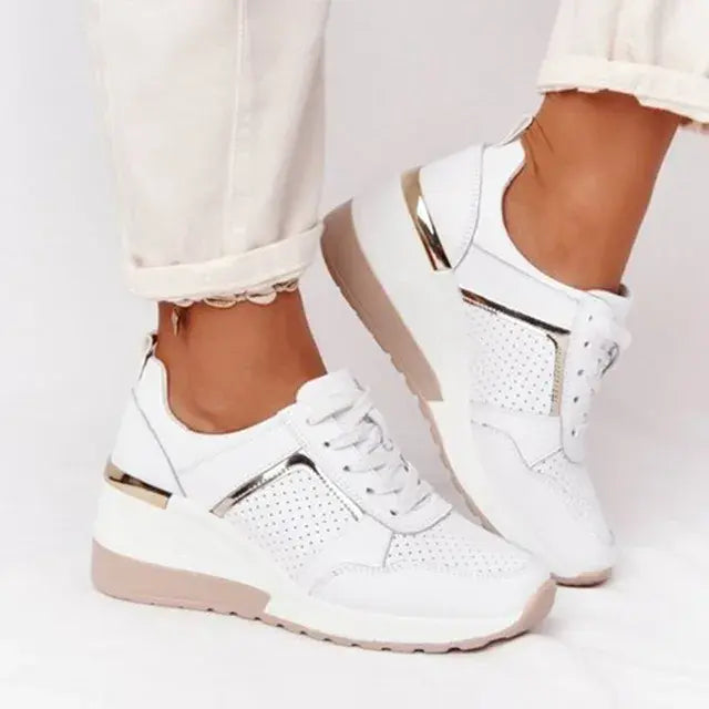 Scarpe da ginnastica eleganti da donna con rete e motivo mimetico - Lacci regolabili per una vestibilità perfetta - Fodera confortevole e design casual e alla moda